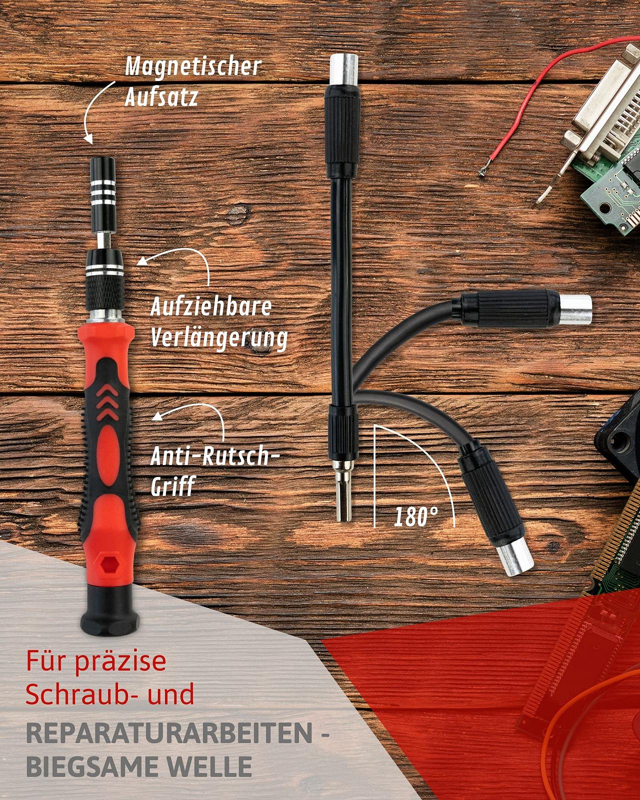 Набір Red Tools Precision механічний з викруткою, прецизійними бітами та аксесуарами для розбирання - комплект для ремонту смартфону, ноутбука, комп'ютера, фото №6 Набір Red Tools Precision механічний з викруткою, прецизійними бітами та аксесуарами для розбирання - комплект для ремонту смартфону, ноутбука, комп'ютера, фото №6