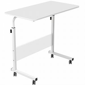 Столик для ноутбука Soges, прикроватный столик на колесиках, регулируемый по высоте столик для ПК, столик для ноутбука, подставка для ноутбука, столик для ухода за кроватью и диваном, 80 x 40 см - Фото 1