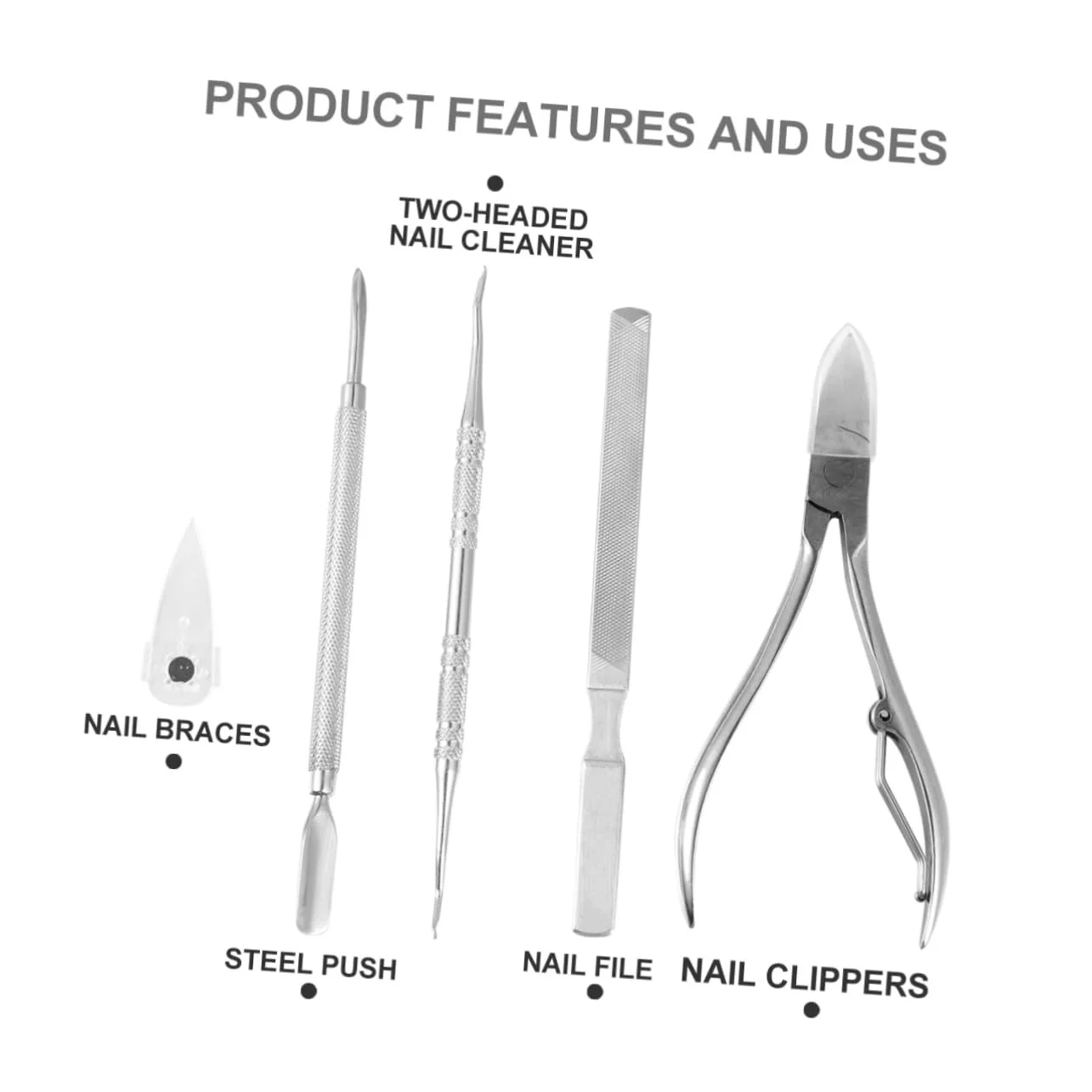 Набір інструментів для манікюру WRITWAA Professional, 5 шт., нержавіюча сталь, сріблястий, фото №9 Набір інструментів для манікюру WRITWAA Professional, 5 шт., нержавіюча сталь, сріблястий, фото №9