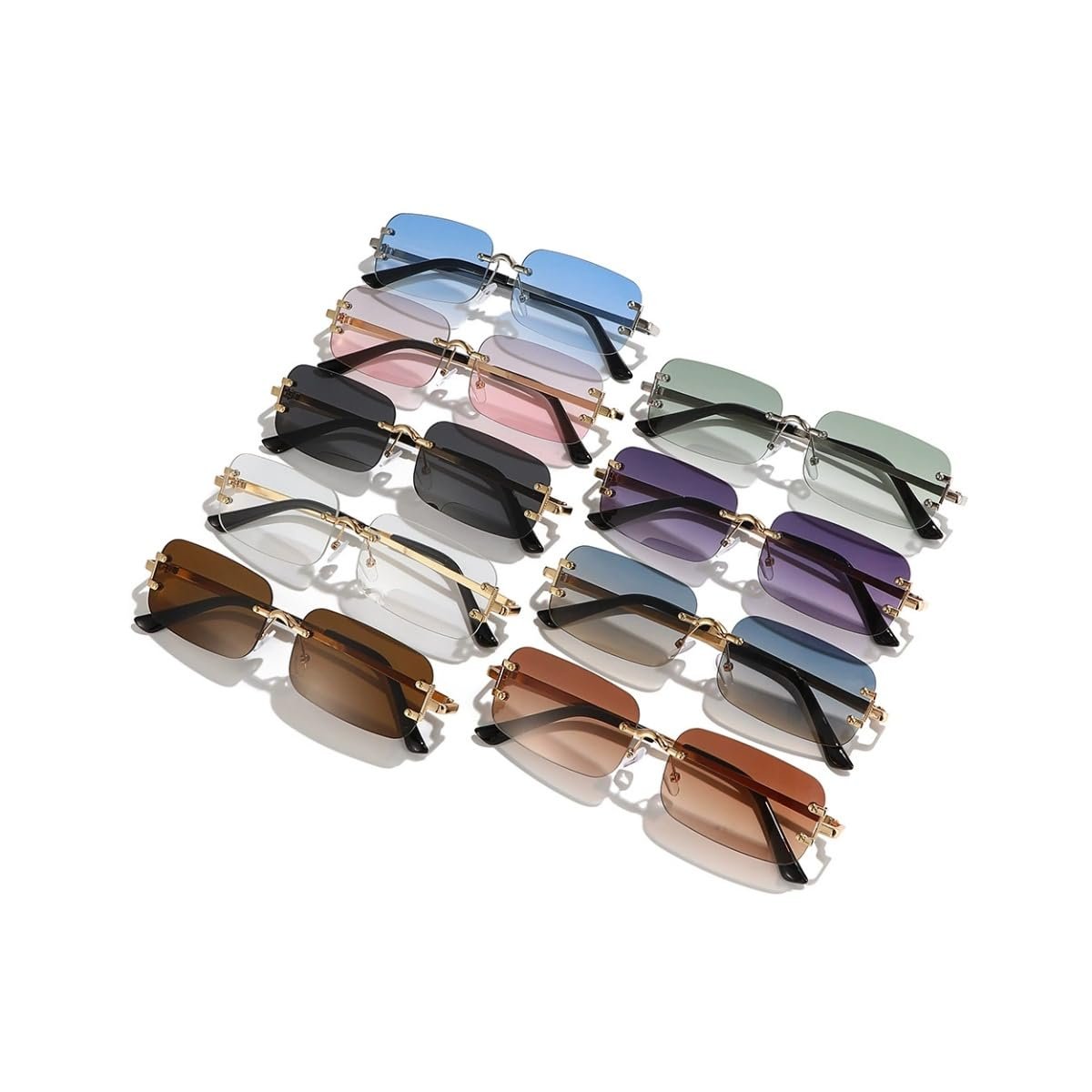 Сонцезахисні окуляри Retro Rectangular Frameless Fashion для чоловіків та жінок, фото №3