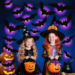 Декоративні наклейки LED Halloween 3D 24 шт. фіолетові synthetic.ua - Фото 1