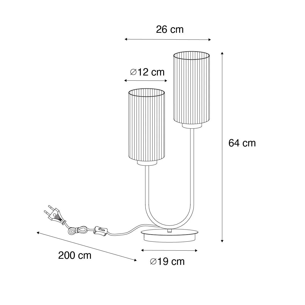 Настільна лампа Qazqa Laura Art Deco довгаста з димчастим склом на 2 лампи чорна E27, фото №4