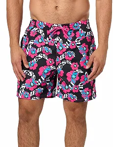 Плавки GUESS Eco Flower Swim Trunk Чорний з логотипом "Чорний гібіскус", M - Фото 1