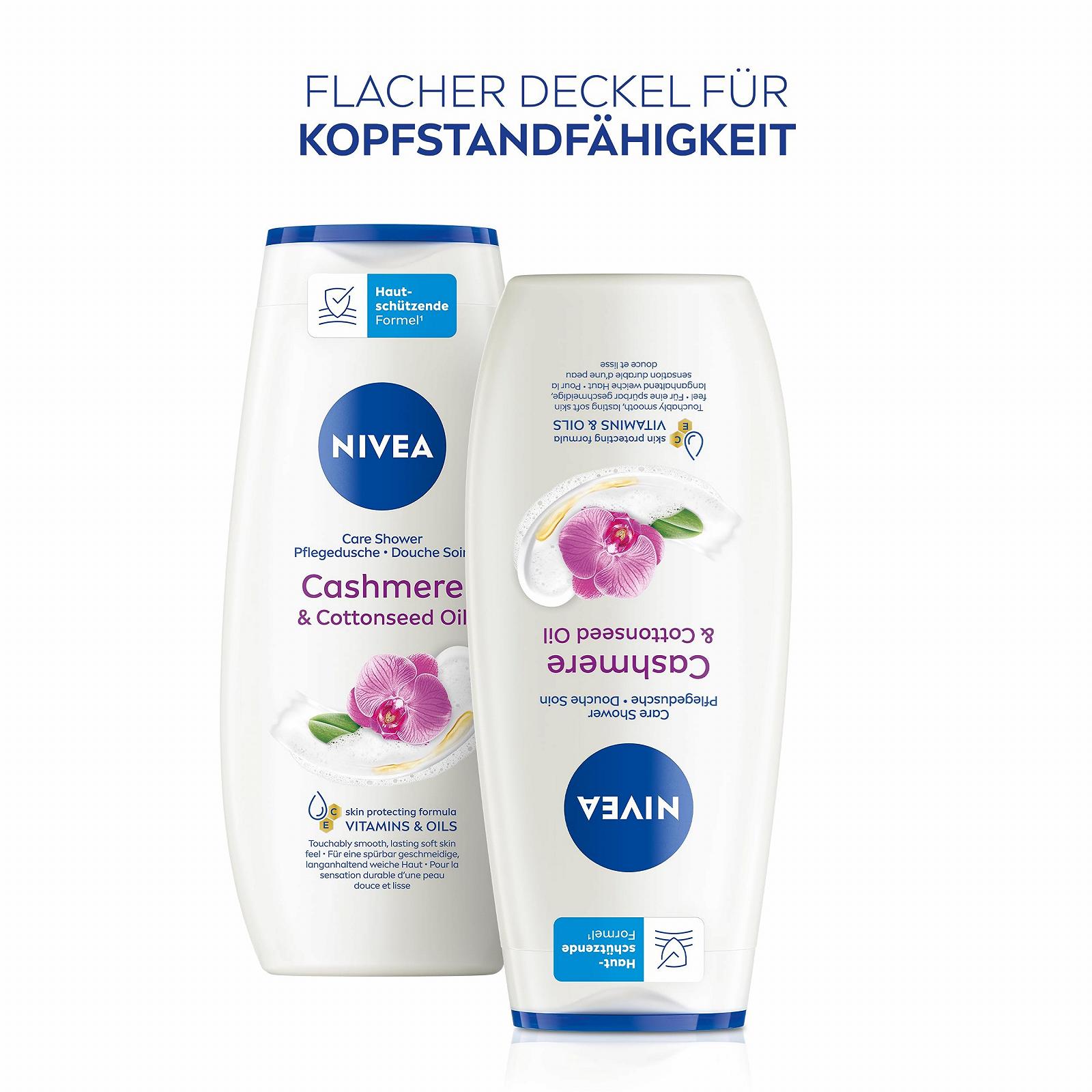 Гель для душа NIVEA Cashmere & Cottonseed Oil увлажняющий pH-нейтральный с ароматом орхидеи 250 мл, фото №5