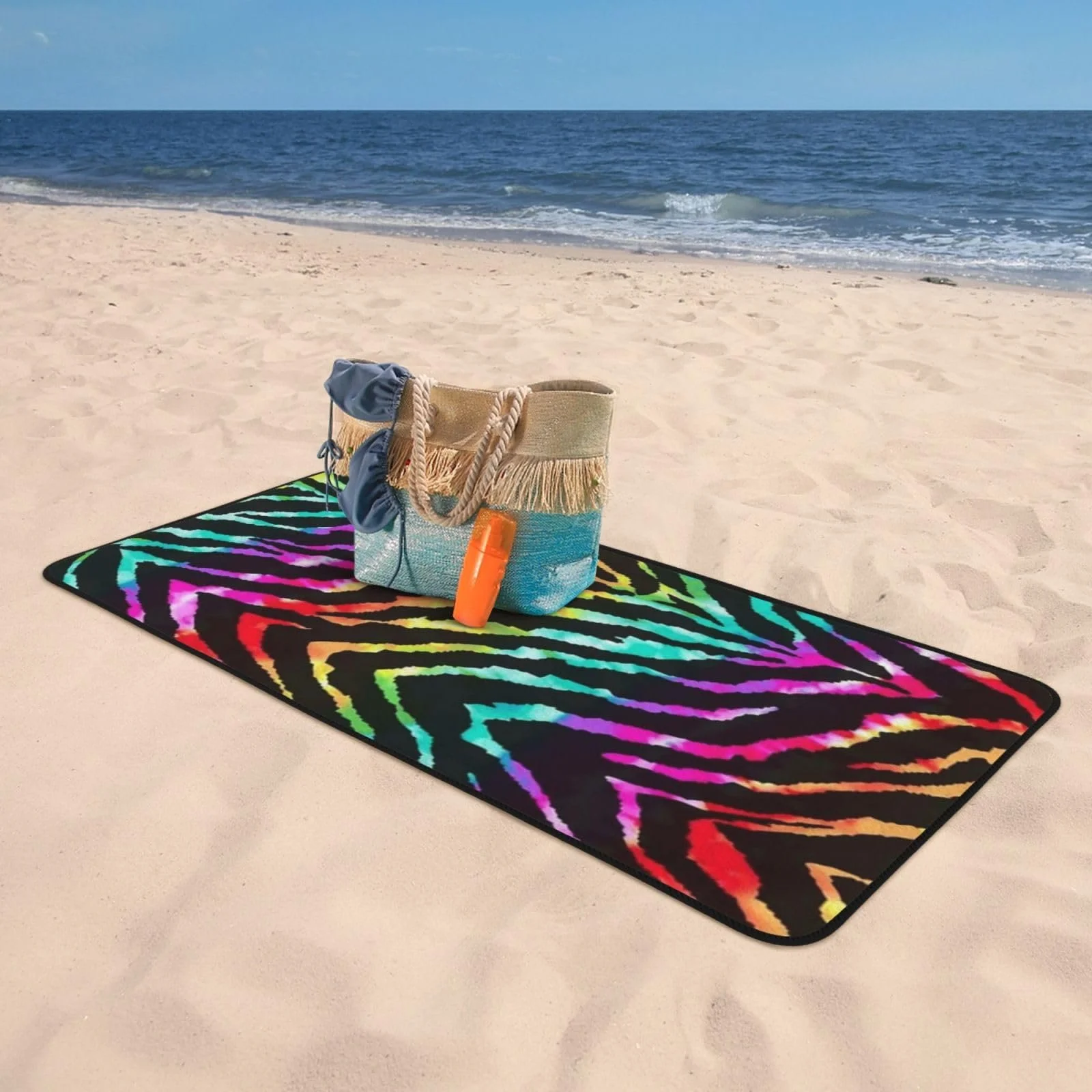Рушник банний Colorful Rainbow Zebra Coral Velvet 68 x 140 см райдужна зебра, фото №9