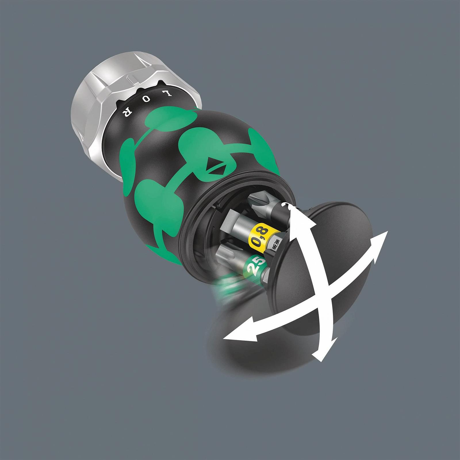 Викрутка з храповим механізмом Wera Kraftform Kompakt Stubby Magazine RA 2 з магазином бітів 6 предметів 05008884001, фото №4