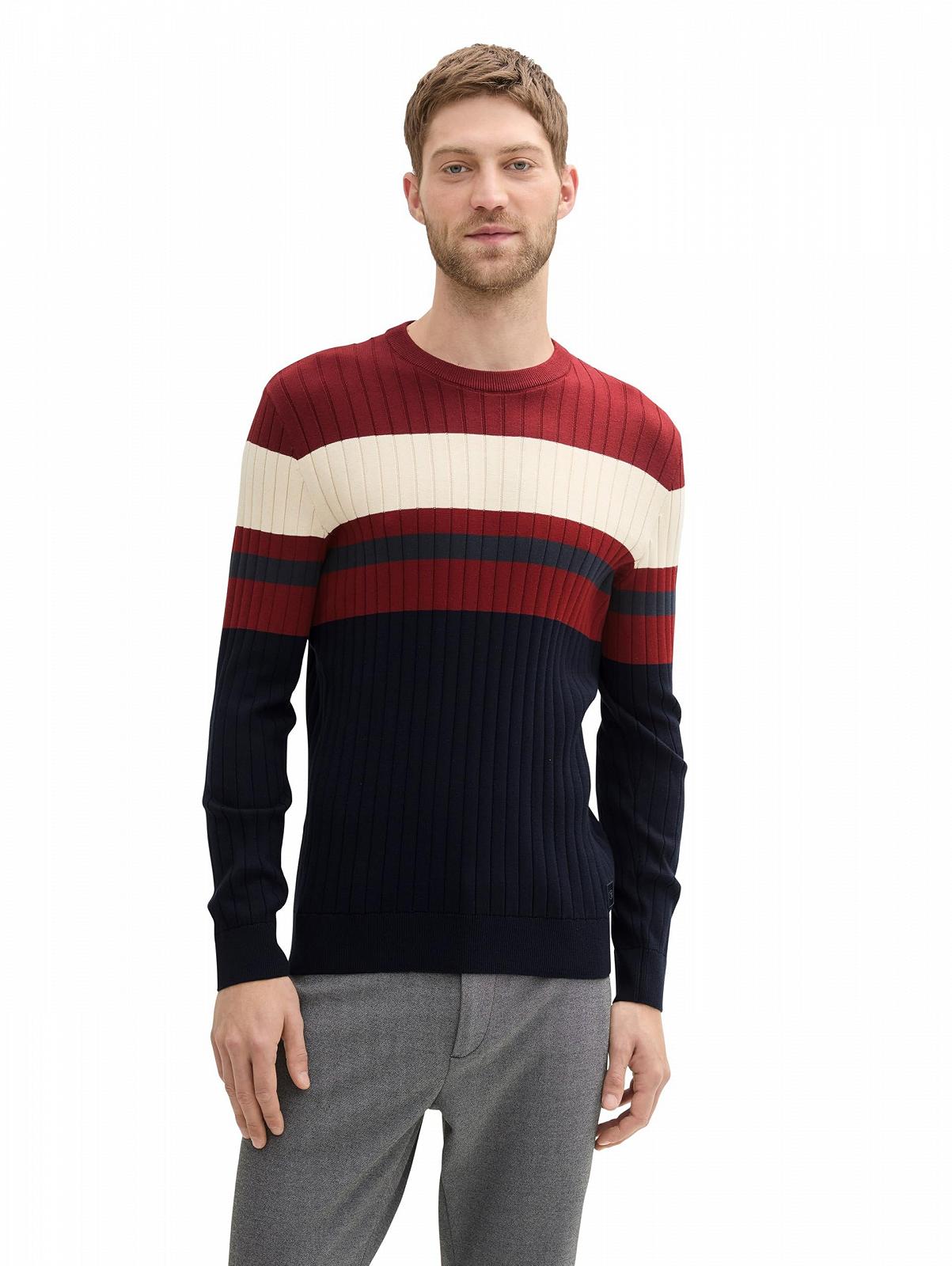Джемпер чоловічий Basic Knitted в смужку TOM TAILOR, фото №1