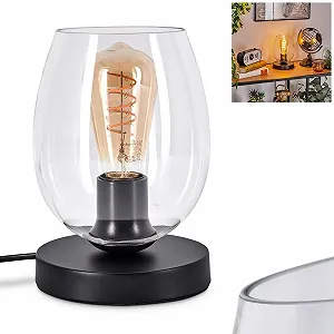 Настільна лампа Koyoto Metal/Glass Modern 15 см E27 Black/Clear - Фото 1