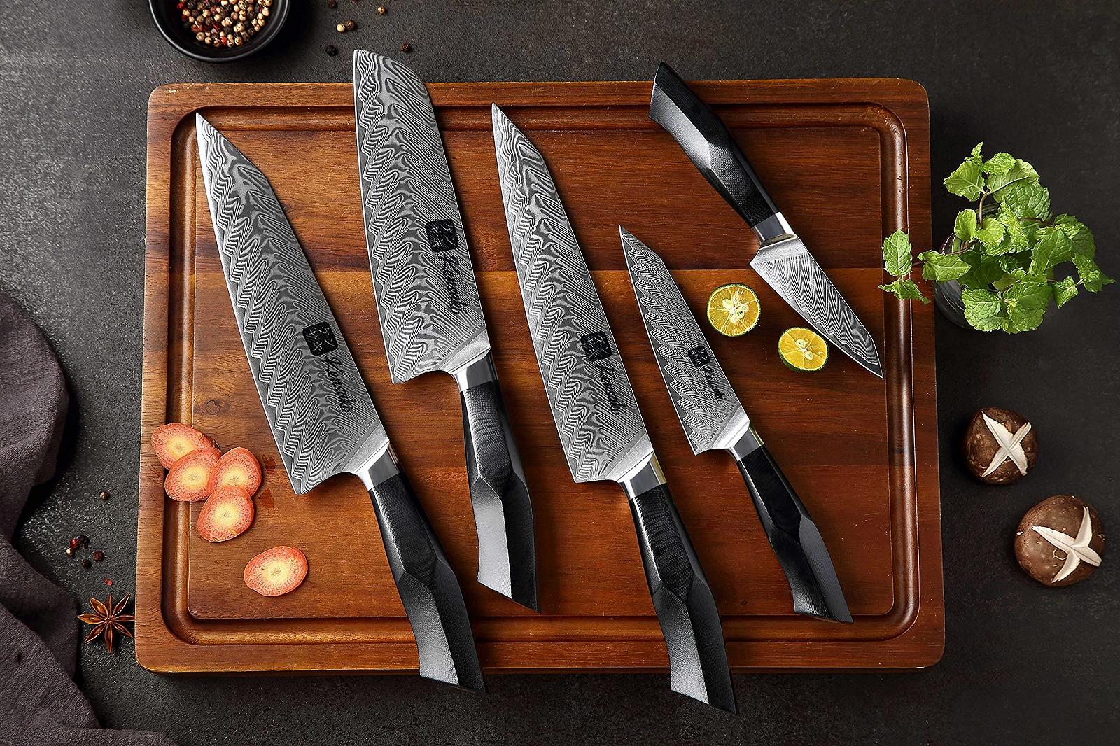 Набор ножей Kensaki Kona Series KEN-165 из 5 предметов из дамасской стали, фото №2