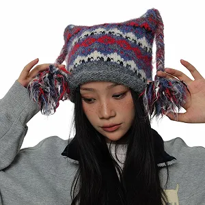 Шапка з котячими вушками MHADBKH В'язана Тепла Зимова - Фото 1