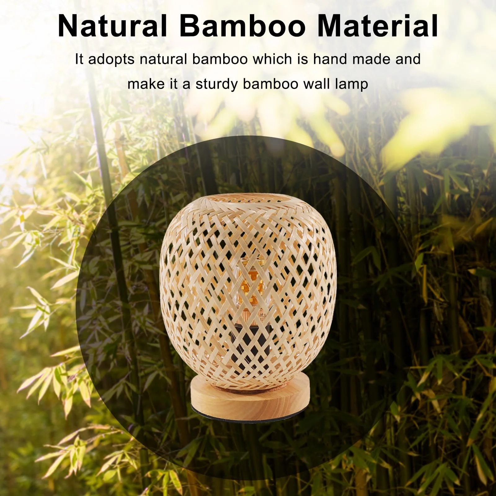 Настільна лампа Dorlink E27 Бамбукова Плетена Дерев'яна основа Димер, фото №5