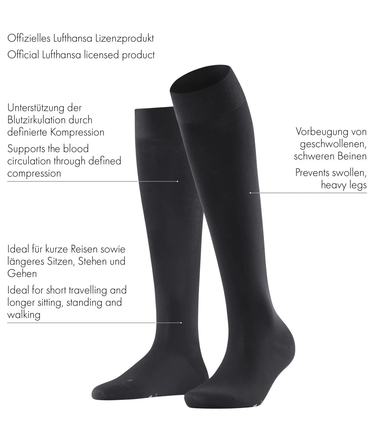 Компрессионные гольфы FALKE Lufthansa Travel & Comfort Vitalizer для женщин, усиленные, дышащие, из хлопка, 1 пара, фото №3