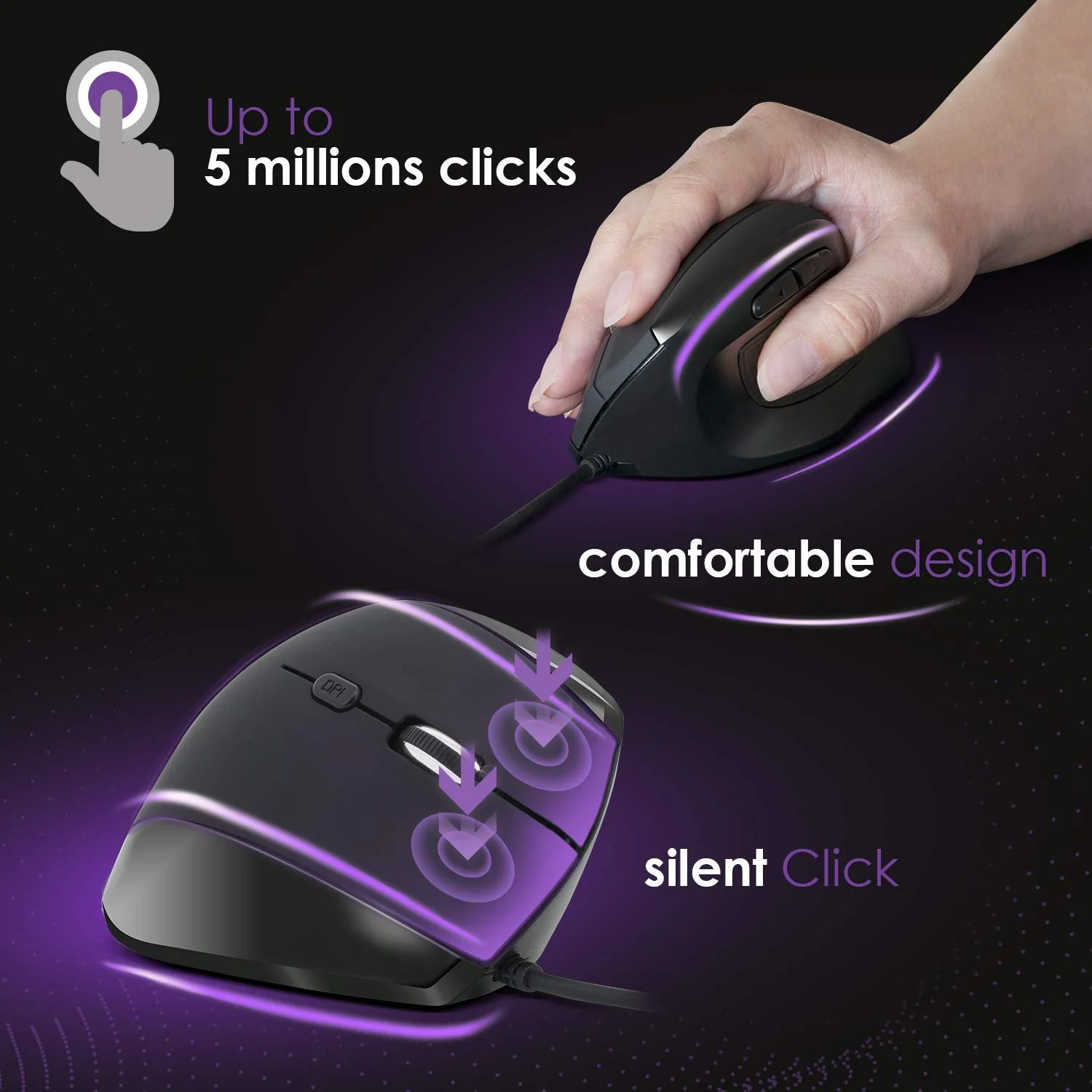 Мышь Vertical NEWWAY A3E 3200 DPI USB Кабель Регулируемый Вес, фото №6 Мышь Vertical NEWWAY A3E 3200 DPI USB Кабель Регулируемый Вес, фото №6