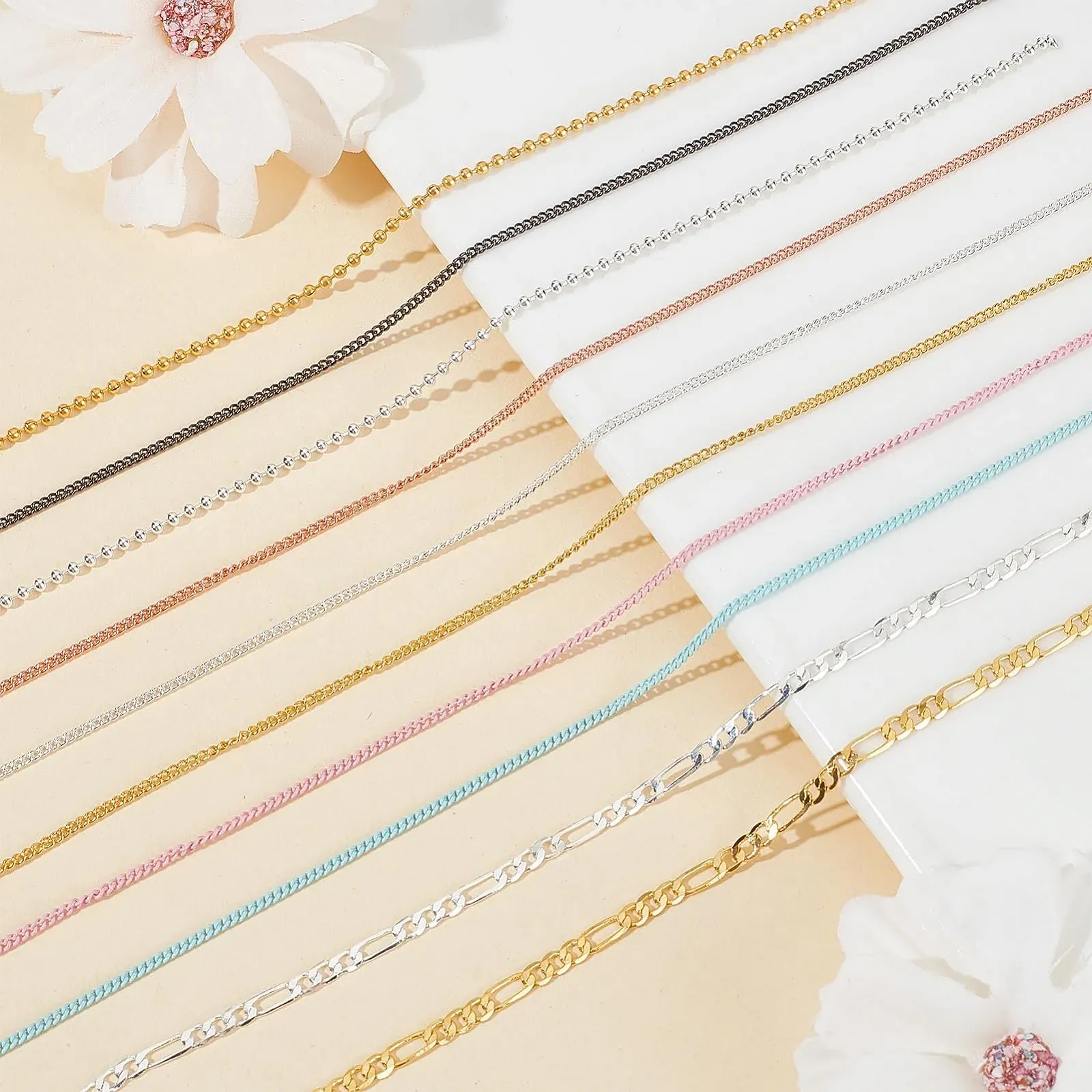 Ланцюжки для дизайну нігтів NICENEEDED 12 смужок, металеві, фото №3