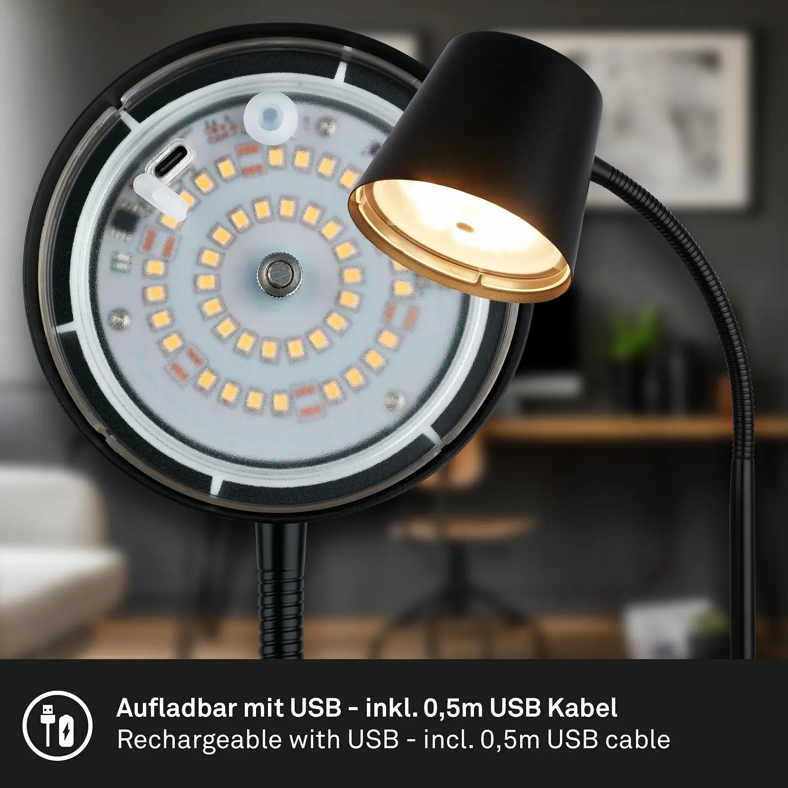 Настольная лампа BRILONER LED Wireless Touch Swivelling Rotatable Battery 38.5 см Black, фото №7