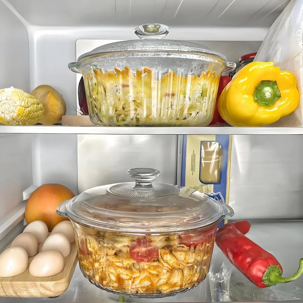 Форма для запікання кругла скляна з кришкою термостійка 1,6 л, фото №4