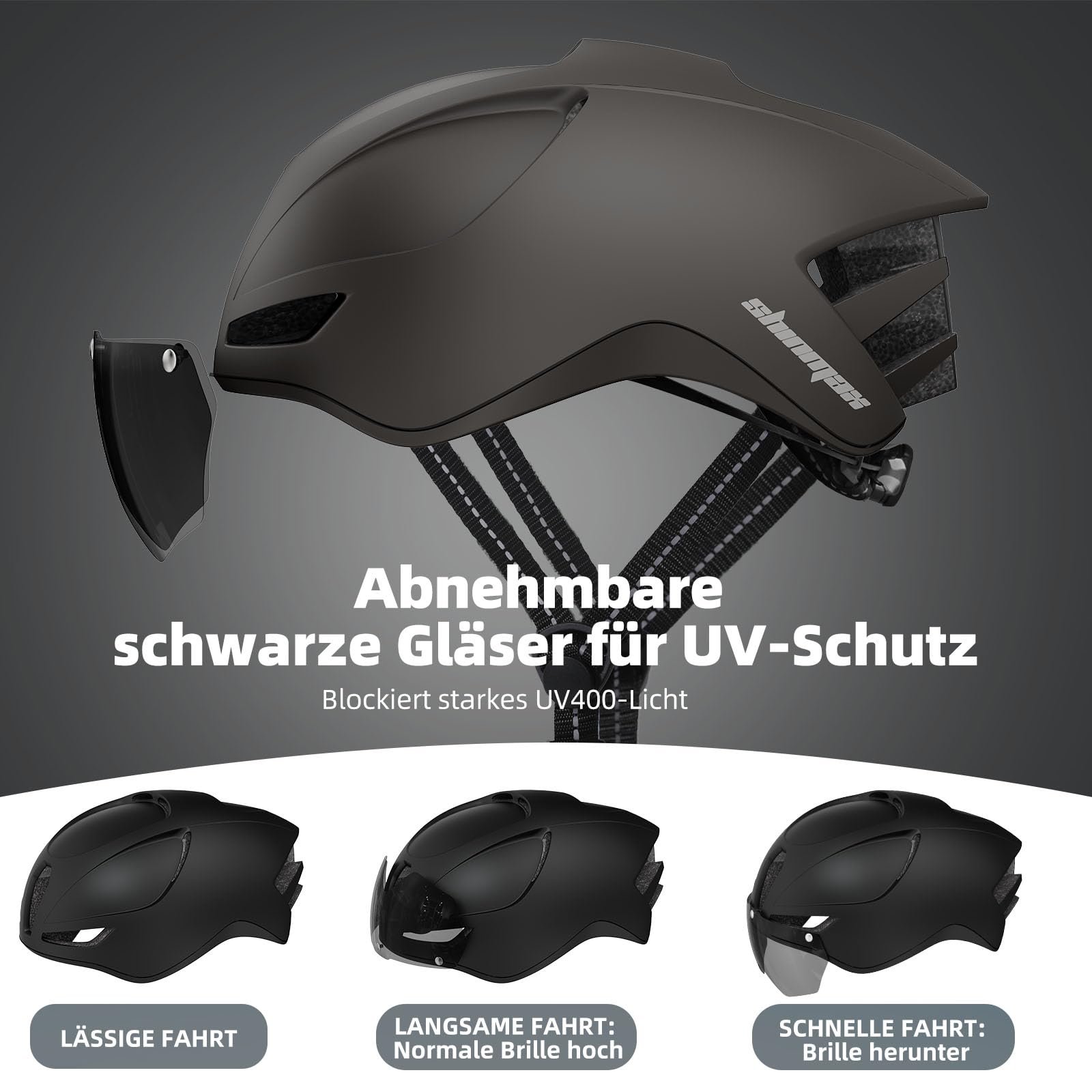 Велосипедный шлем Shinmax с подсветкой, USB-зарядкой, козырьком, магнитный съемный, легкий MTB, городской, регулируемый, 57-62 см, фото №3
