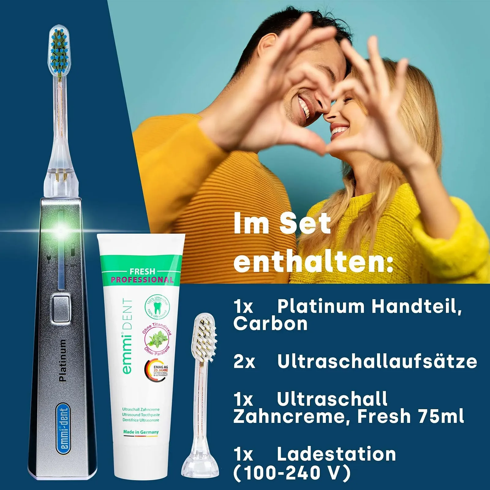 Электрическая ультразвуковая зубная щетка emmi-dent Platinum Starter Set Carbon, фото №6