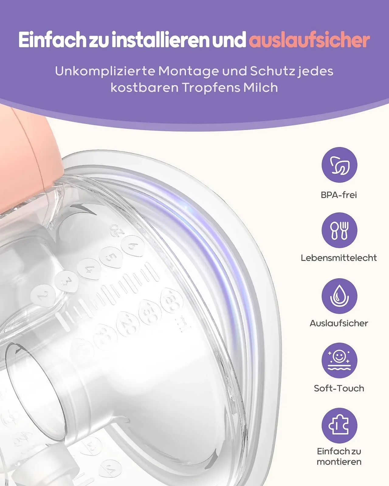 Молокоотсос Nuliie Электрический Портативный Hands Free с 4 Режимами Всасывания и 12 Уровнями, включает Фланцы 14/17/20/24/27 мм для каждой мамы (2 шт., Розовый), фото №5 Молокоотсос Nuliie Электрический Портативный Hands Free с 4 Режимами Всасывания и 12 Уровнями, включает Фланцы 14/17/20/24/27 мм для каждой мамы (2 шт., Розовый), фото №5