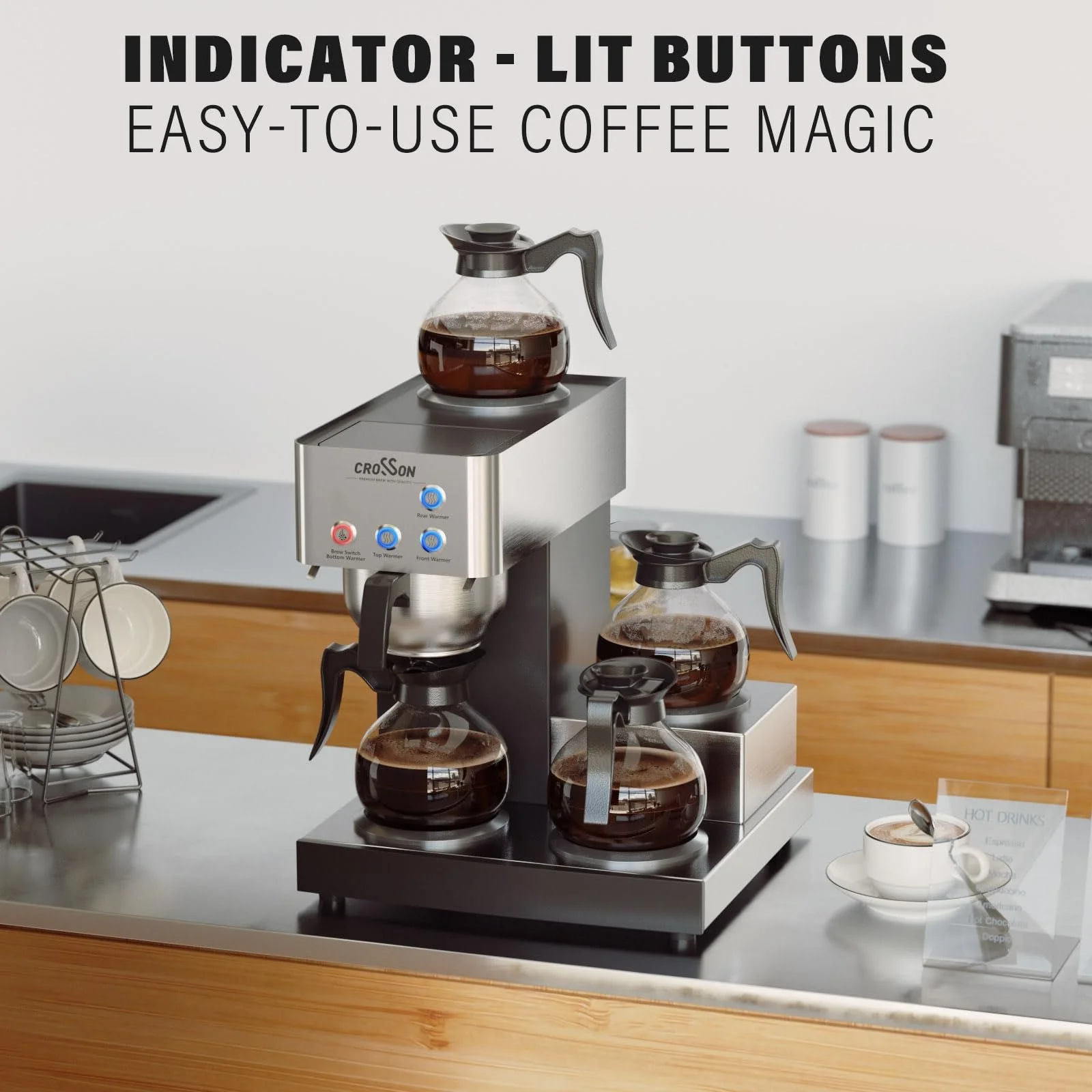 Капельная кофеварка Crosson 12 чашек 4 кувшина Stainless Steel, фото №4