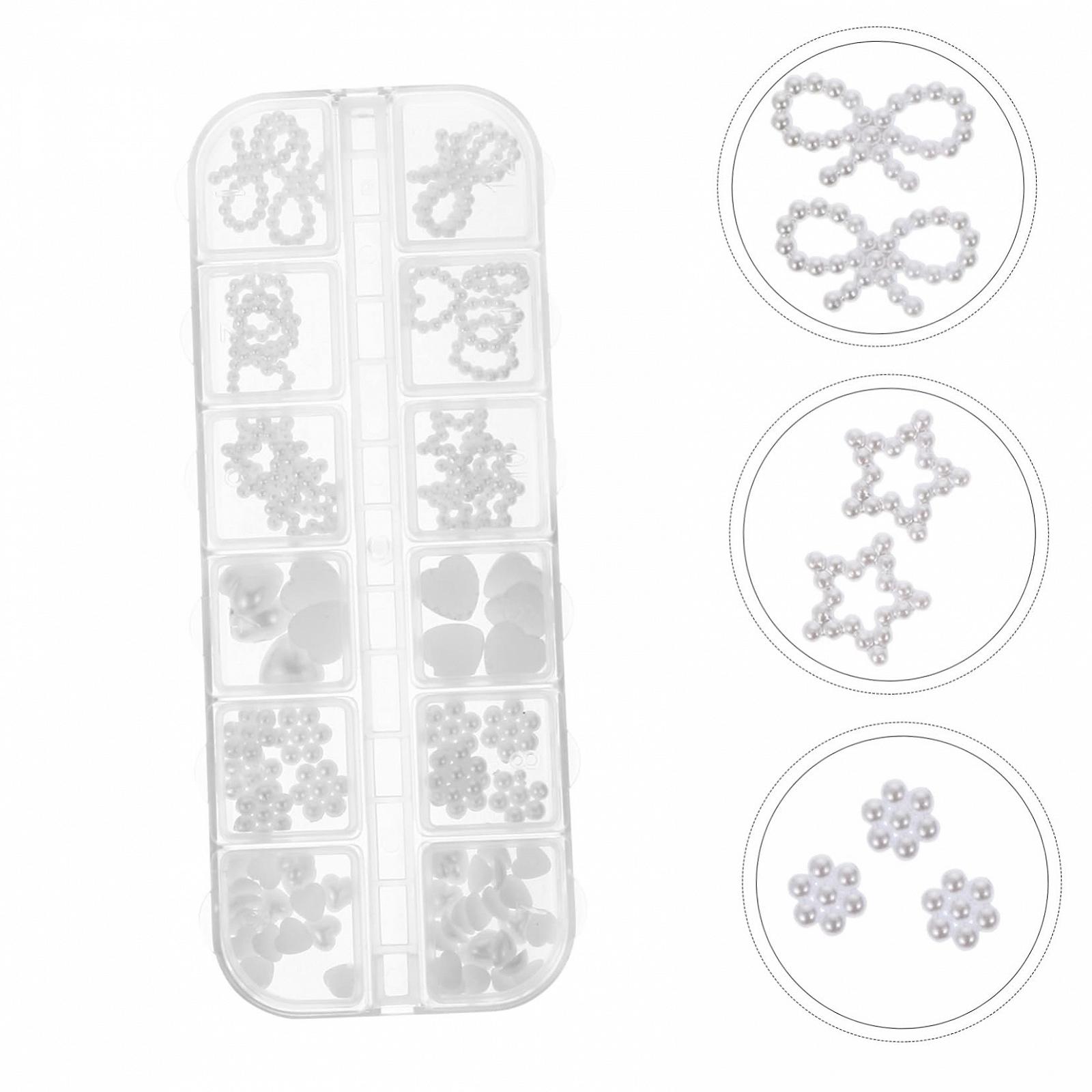 Украшение для ногтей Healvian, 3 коробки, мини-аксессуары, 3D-подвеска для ногтей, золотая подвеска для ногтей, украшение в форме сердца для маникюра, хрустальное украшение, белые украшения, плоский жемчуг, фото №8