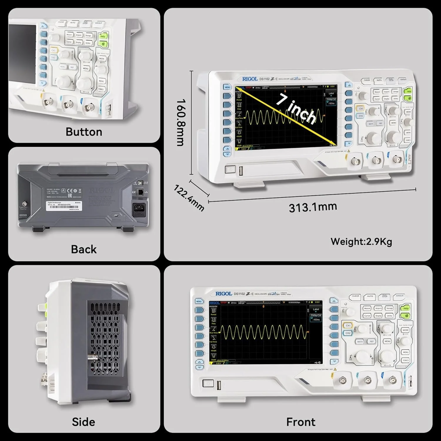 Цифровой осциллограф RIGOL DS1102Z-E Grey, фото №3