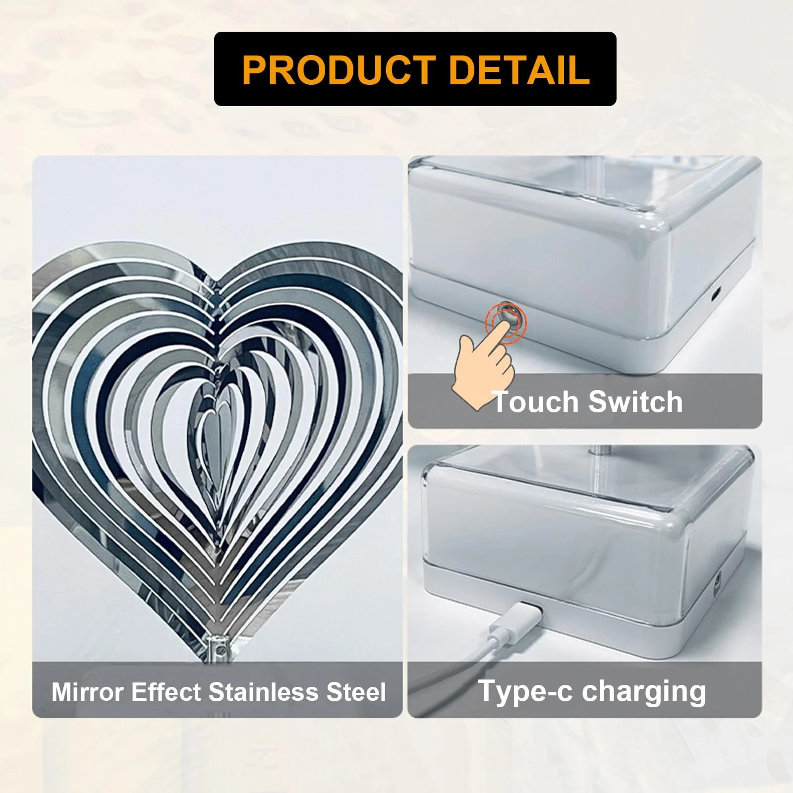 Настільна лампа ZVO Creative 3D Rotating LED 16 RGB сенсорна з акумулятором Water Drops, фото №6