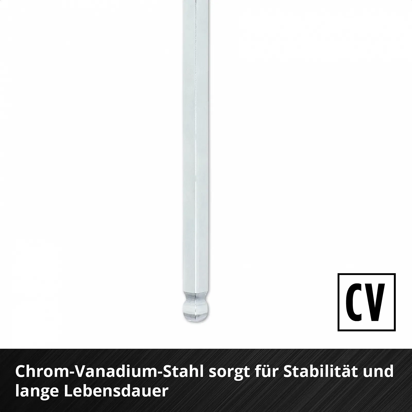 Набір викруток з T-подібною ручкою Einhell 6 шт з кулястою головкою та лезом 90° CrV Steel, фото №4