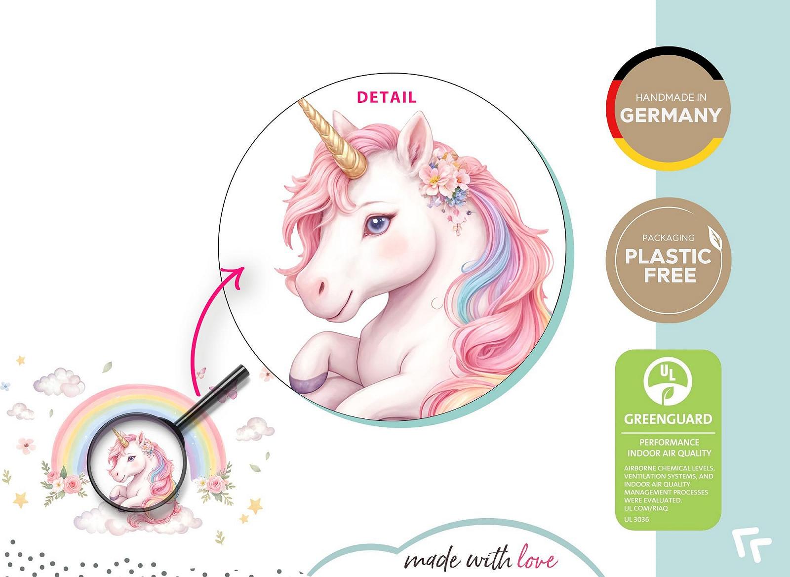 Наклейка на стену Little Deco DL5127-03 Единорог и радуга Акварельные цветы и звезды, фото №5