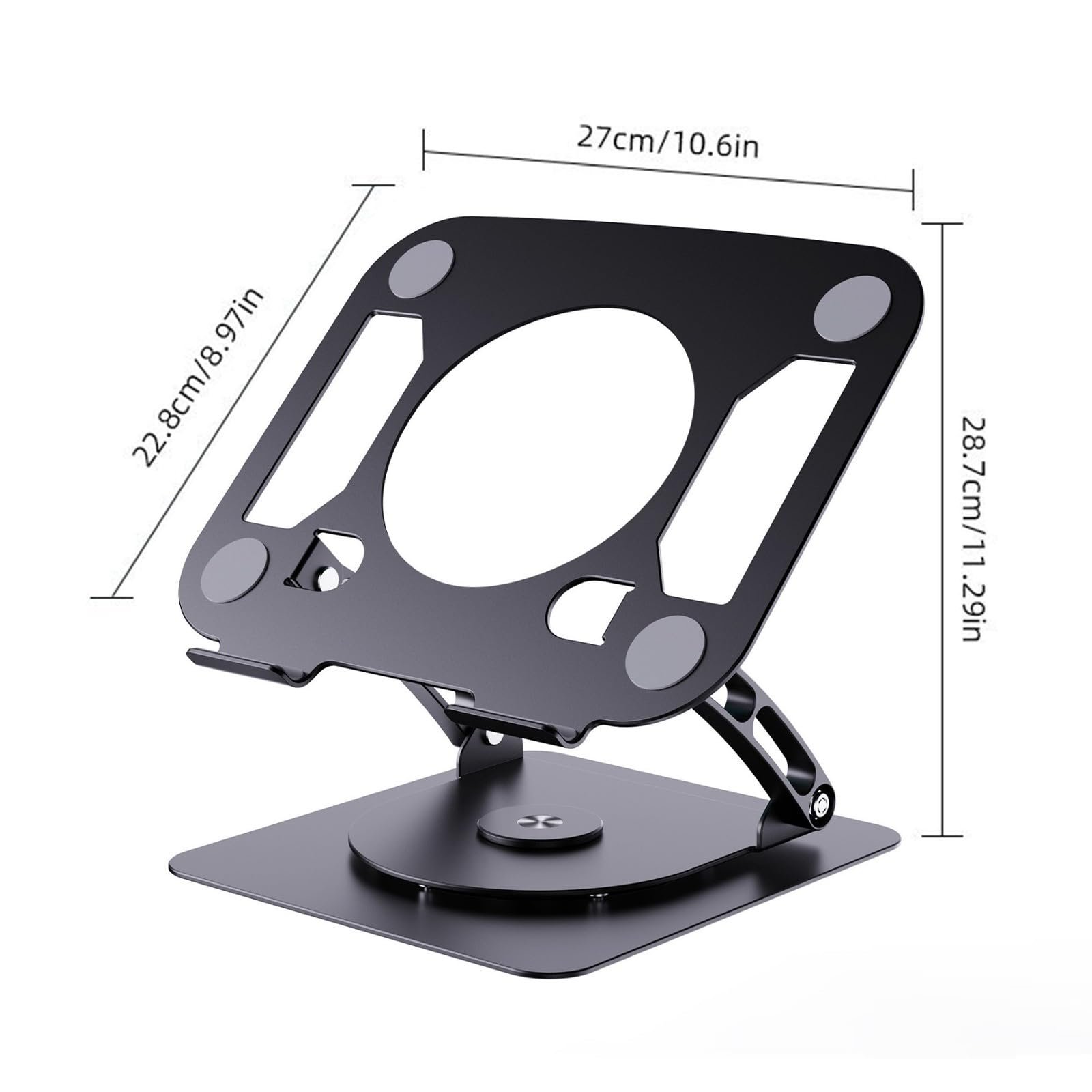 Подставка для ноутбука Эргономичная с вращающимся основанием на 360 градусов, регулируемая по высоте от 50 мм до 290 мм, выдерживает вес до 10 кг, фото №3