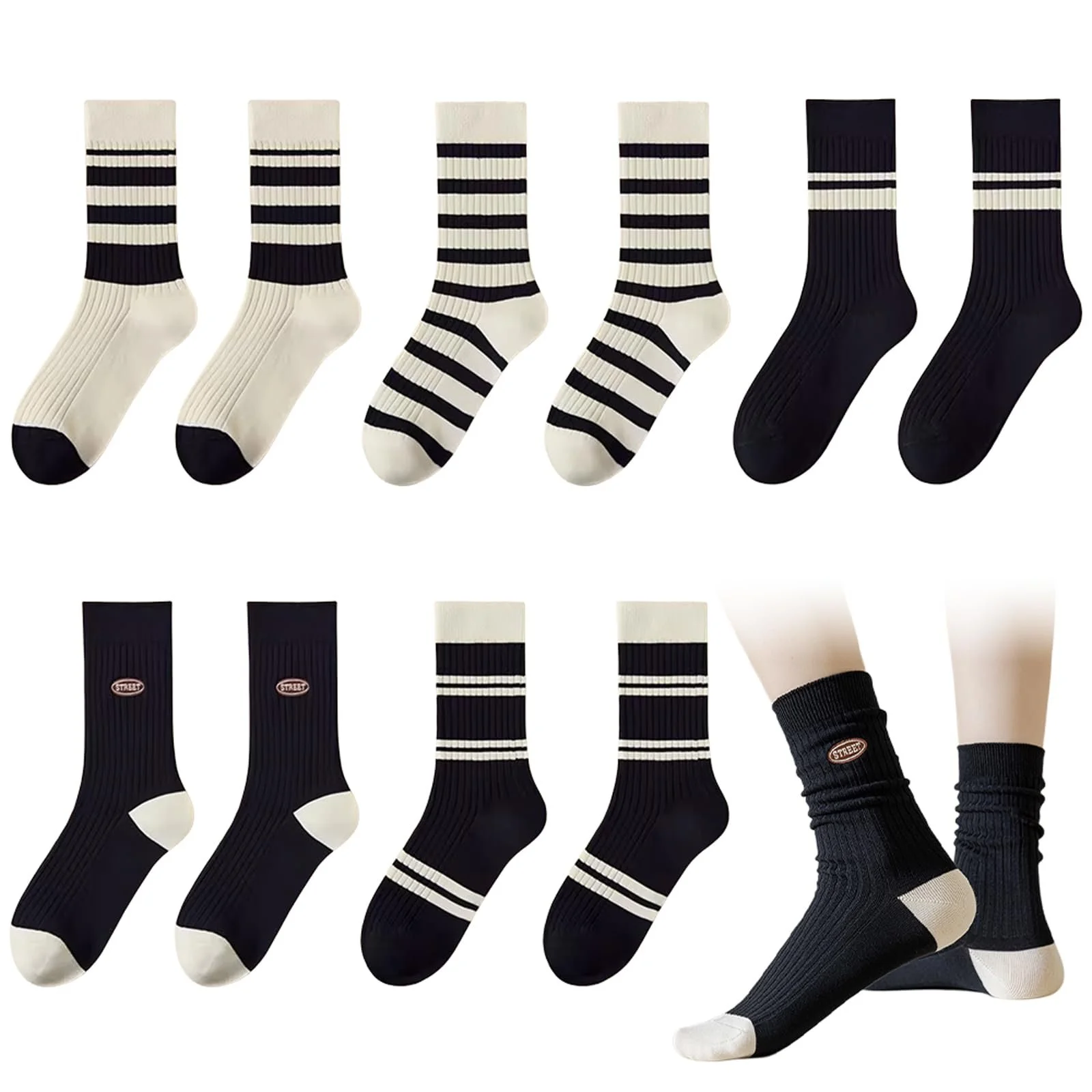 Женские носки Черный Цвет (Полоски), фото №1