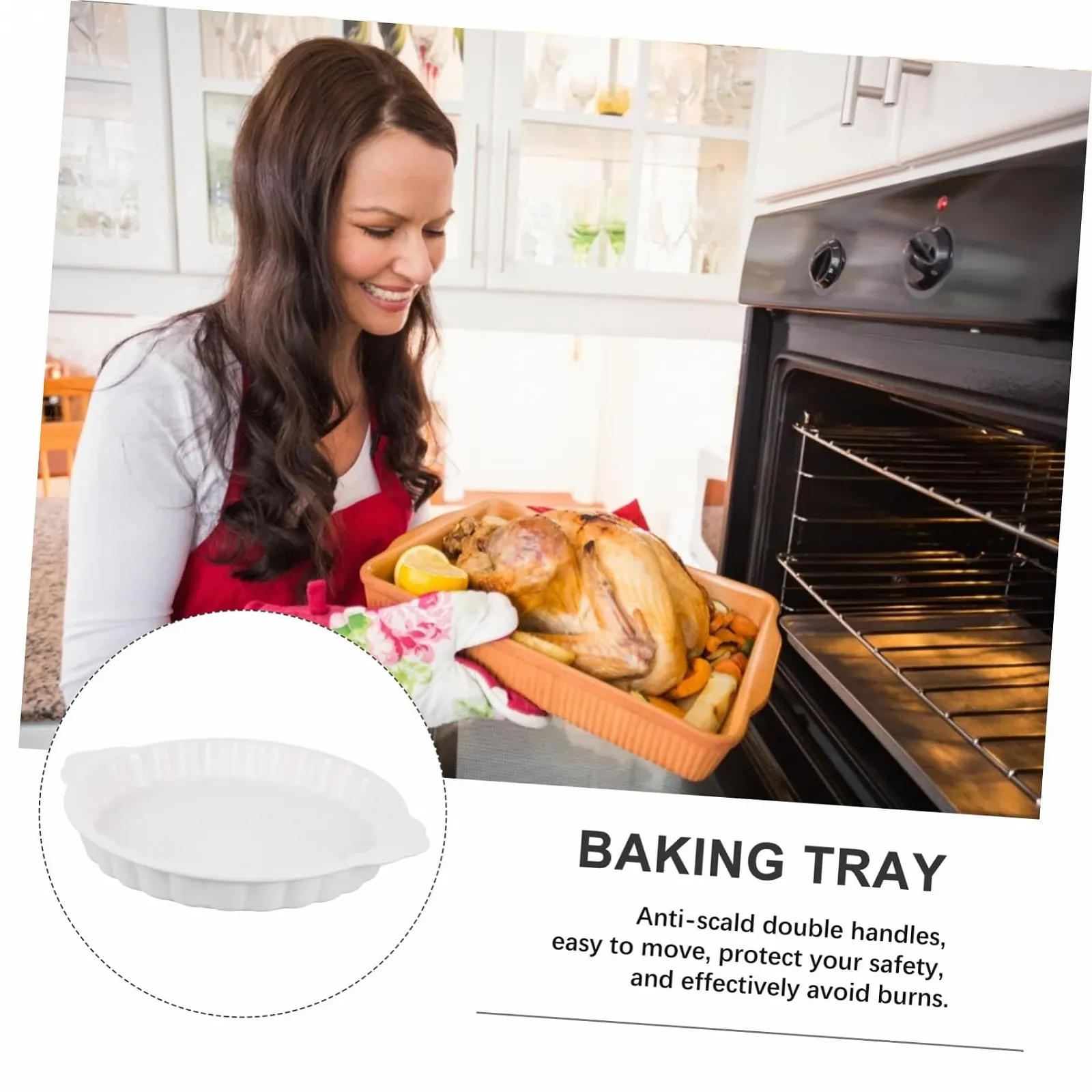 Противень для запекания керамический Retro с ручками, фото №5