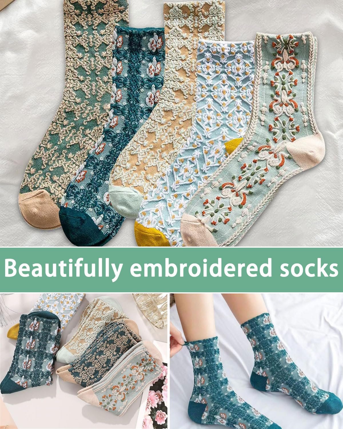Шкарпетки Жіночі Бавовняні З квітковим візерунком, фото №3