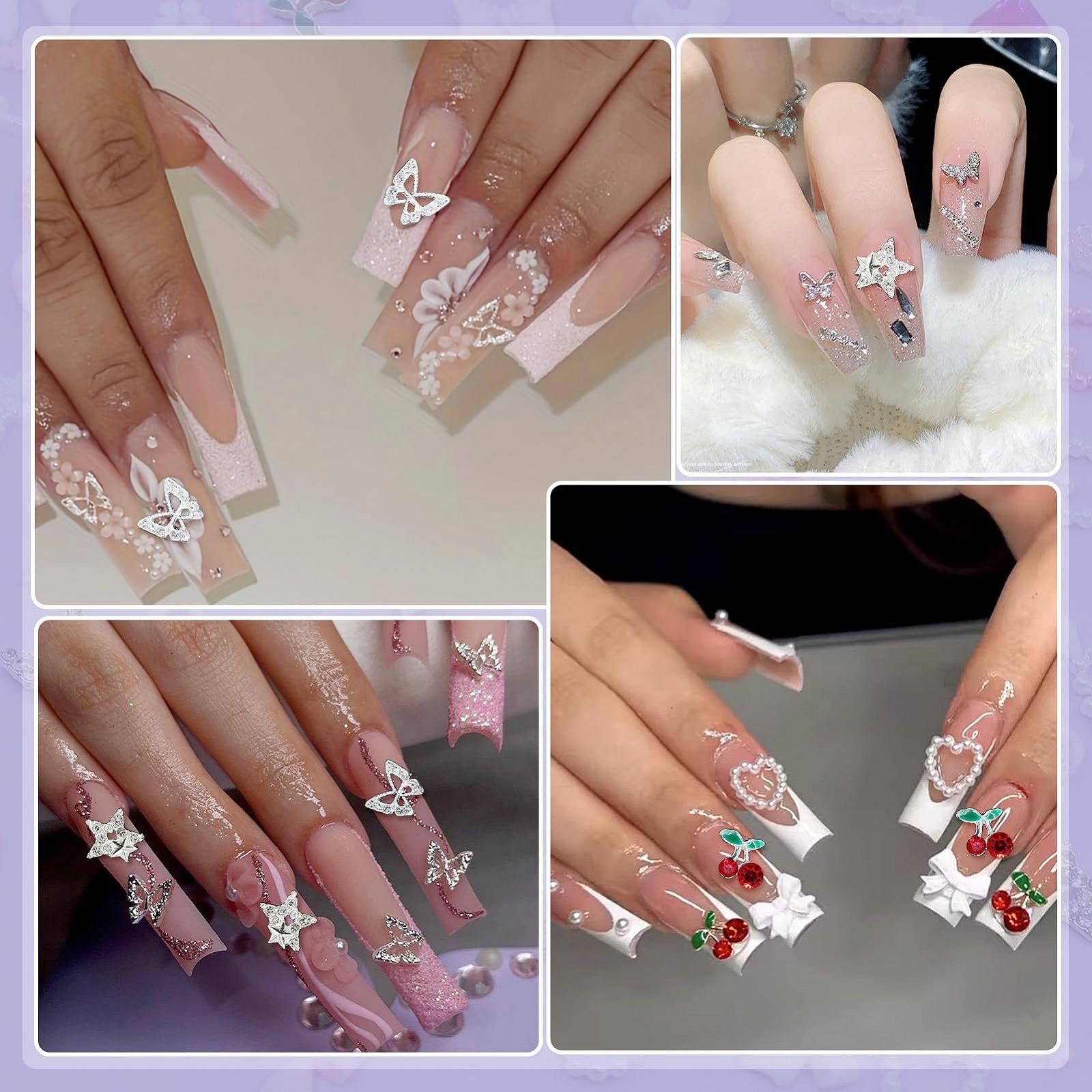 3D Украшения для ногтей Anower IMI Ассорти Металл Вишня Звезда Бабочка Цветок Сердца Разные Бриллианты, фото №6