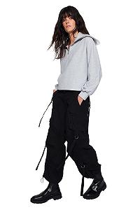 Женский свитшот прямого кроя с длинными рукавами свободного стиля TRENDYOL - Фото 1