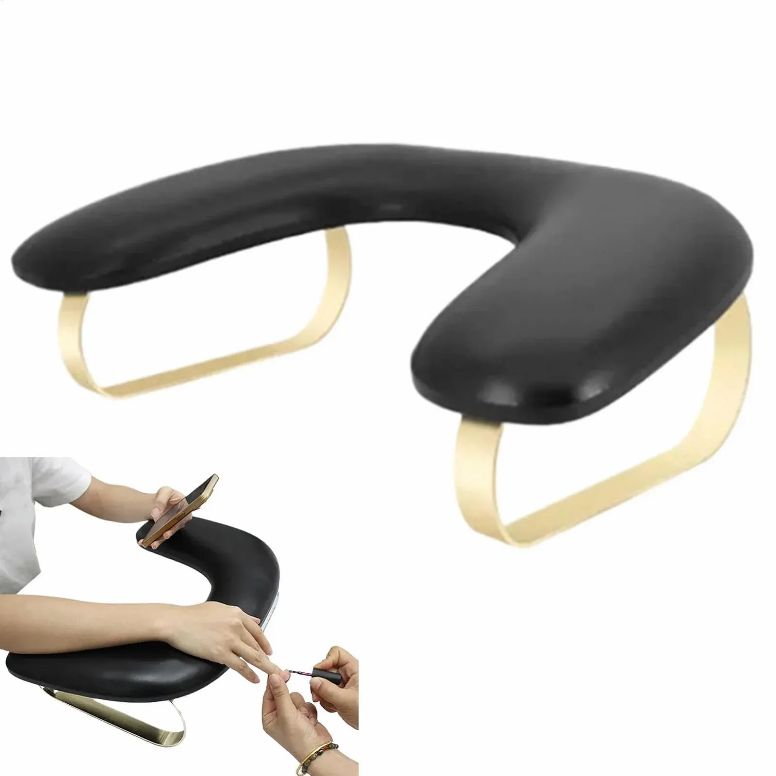 Підставка для рук майстра манікюру U-подібна зі штучної шкіри, знімний валик, фото №1