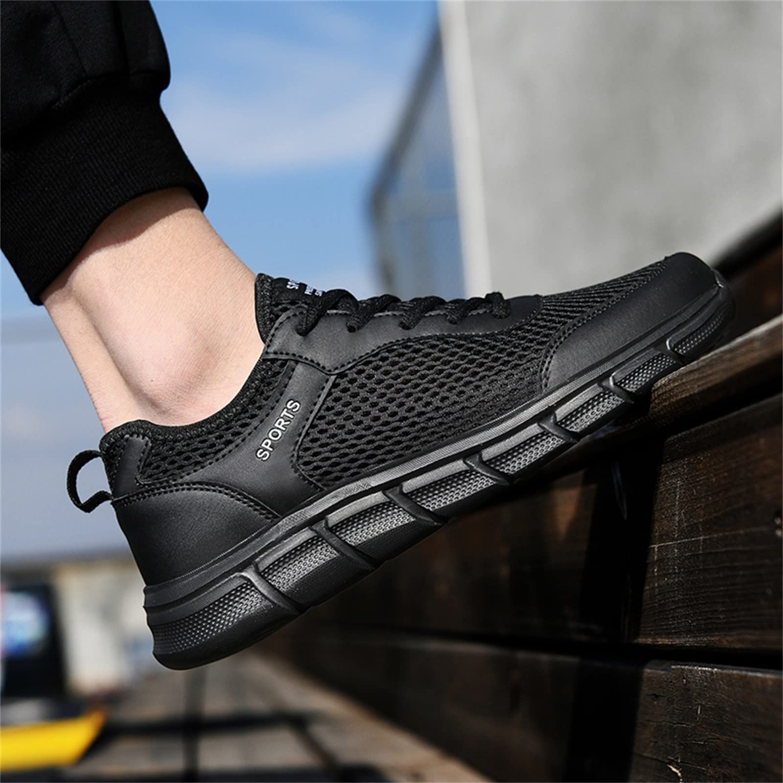 Кроссовки мужские Лето 2022 Hollow Fly Woven Легкие Дышащие Удобные Decompression Fashion Sports Running Shoes Lift Shoes, фото №7