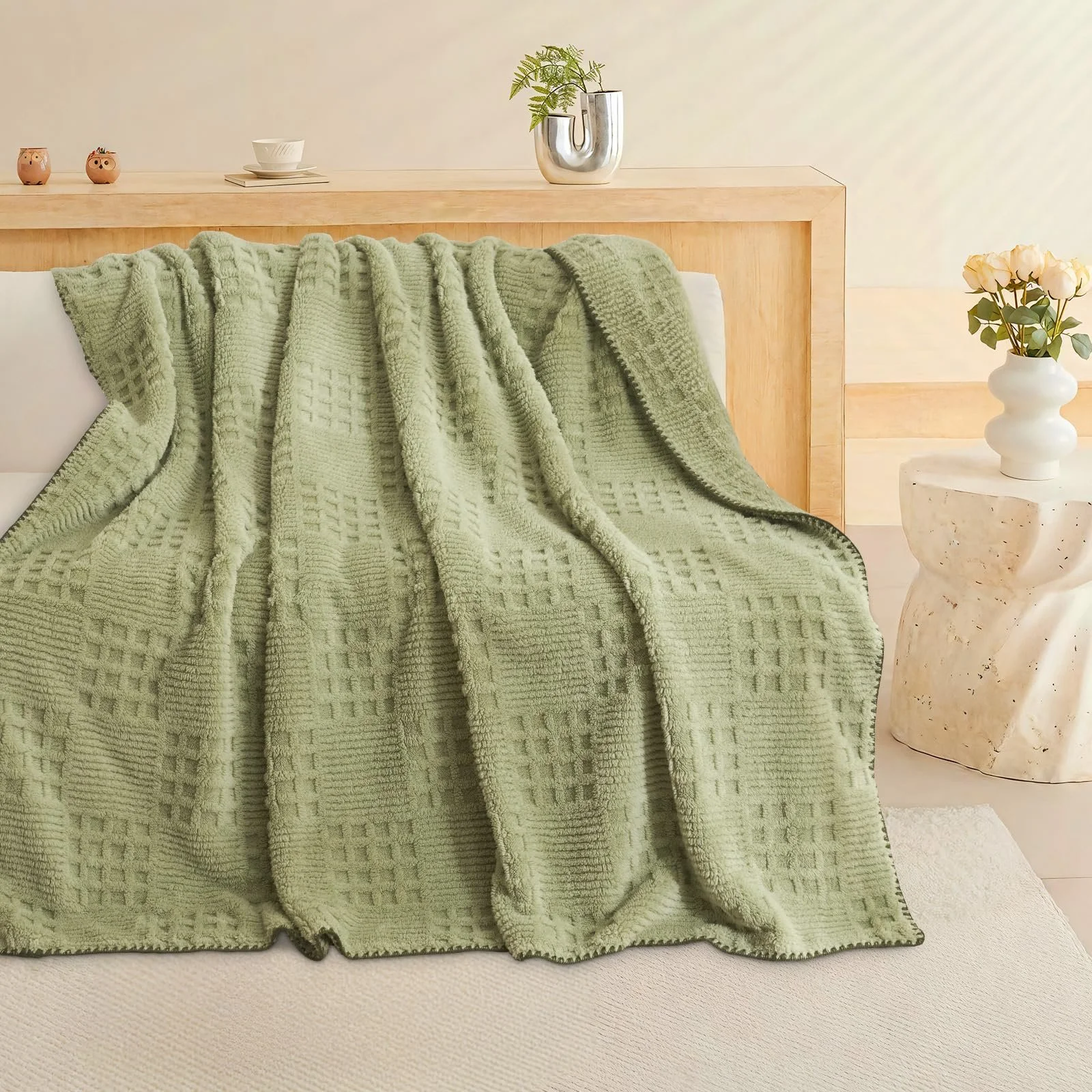 Плед Bibykivn Мягкий плед 150 x 200 см, Пушистый плед, Мягкое вафельное пике, Зеленый, 150, фото №7 Плед Bibykivn Мягкий плед 150 x 200 см, Пушистый плед, Мягкое вафельное пике, Зеленый, 150, фото №7