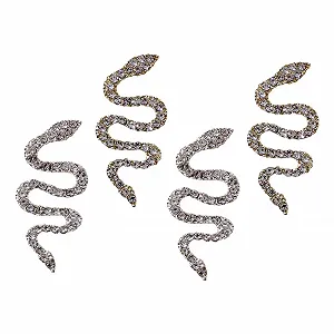 Набор из 4 змеиных сверл для ногтей из страз, подвеска для ногтей в форме креста, серебряные панк аксессуары, украшения для ногтей, набор для ногтей, аксессуары для маникюра, украшения для маникюра, изделия для ногтей - Фото 1