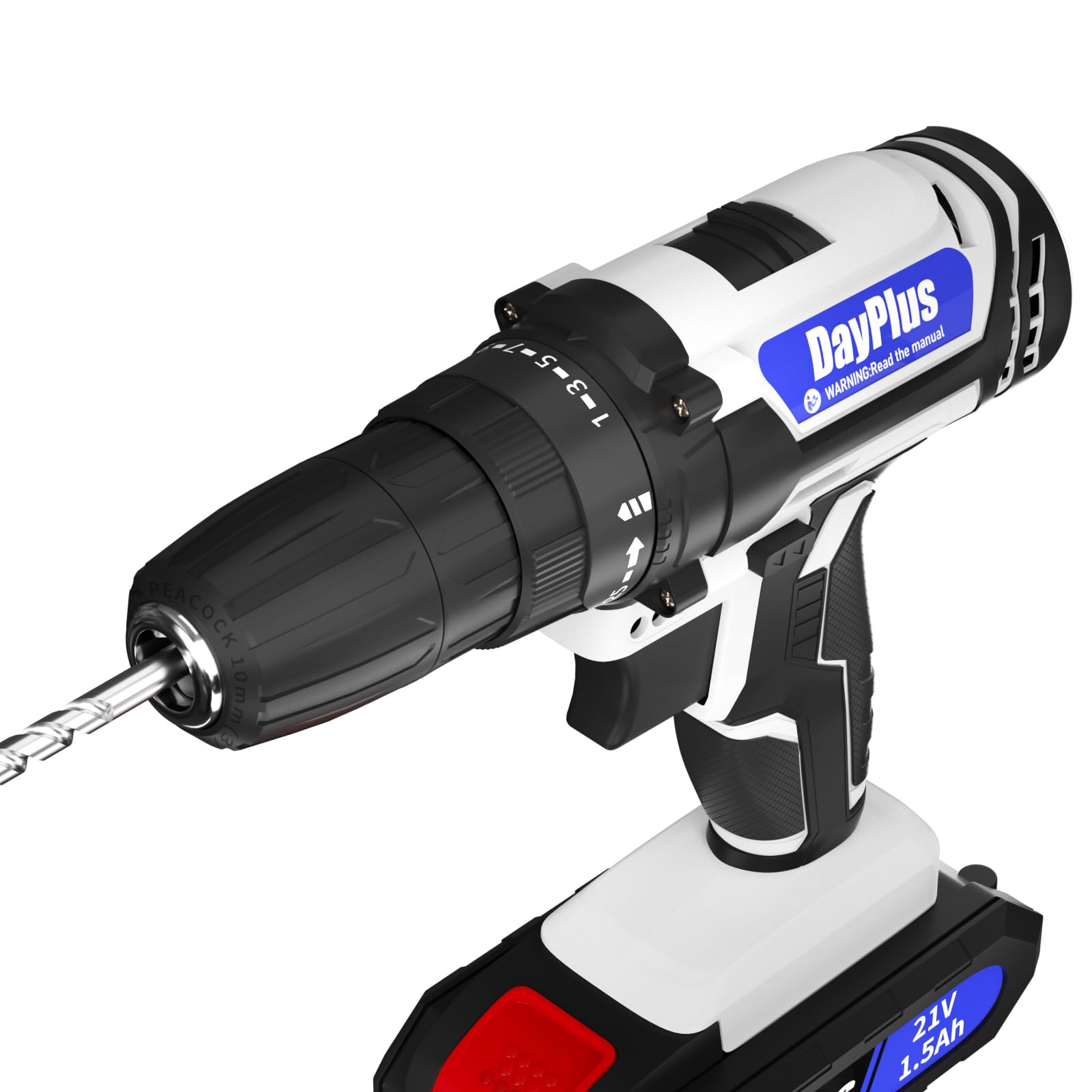 Шуруповерт Li-Ion Akku-Bohrschrauber 21V 2 акумулятора 1500mAh 2 швидкості Білий, фото №3