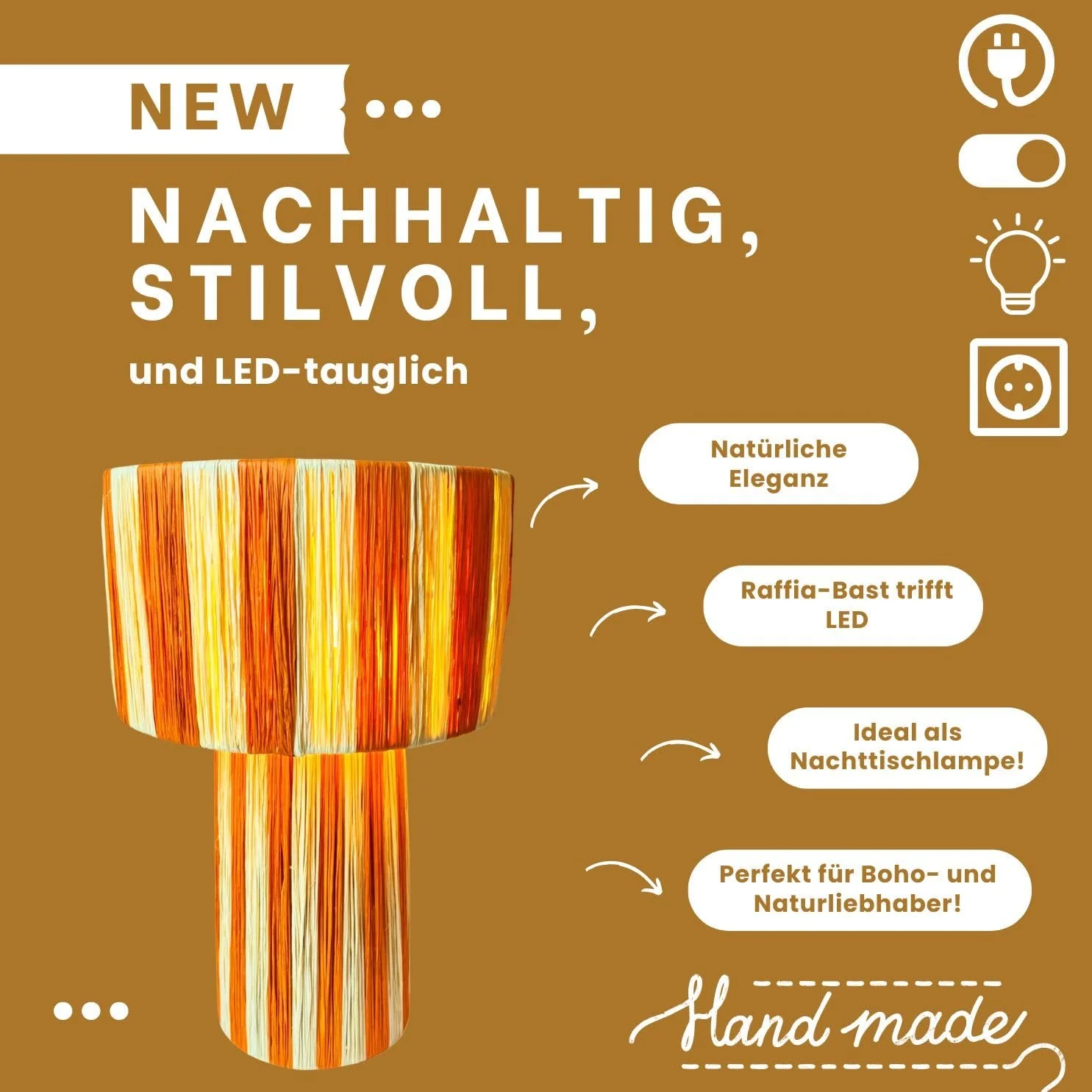 Настільна лампа Marrakech Morjana 42 см Рафія E27 Бежево-помаранчева, фото №6