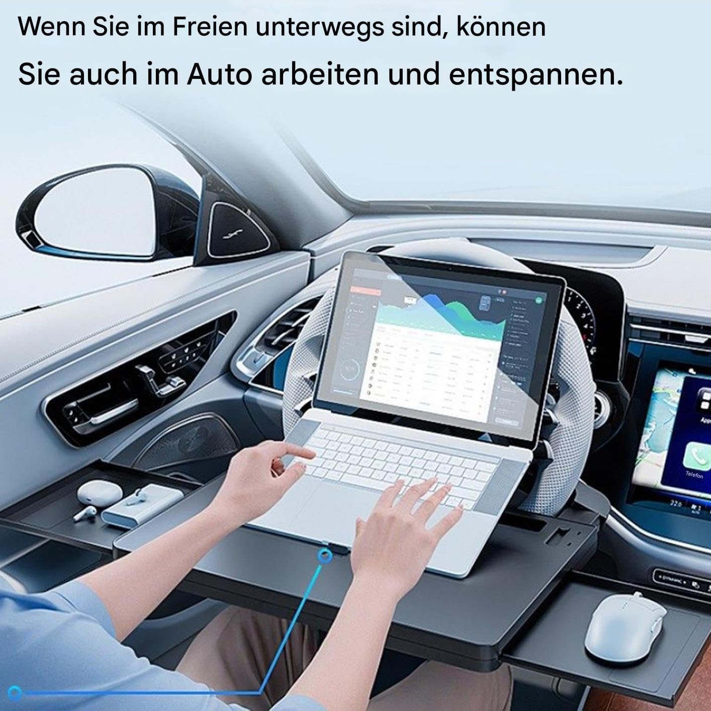 Столик на кермо Розкладний для ноутбука, мобільного телефону, читання, письма, подорожей, кемпінгу, фото №3