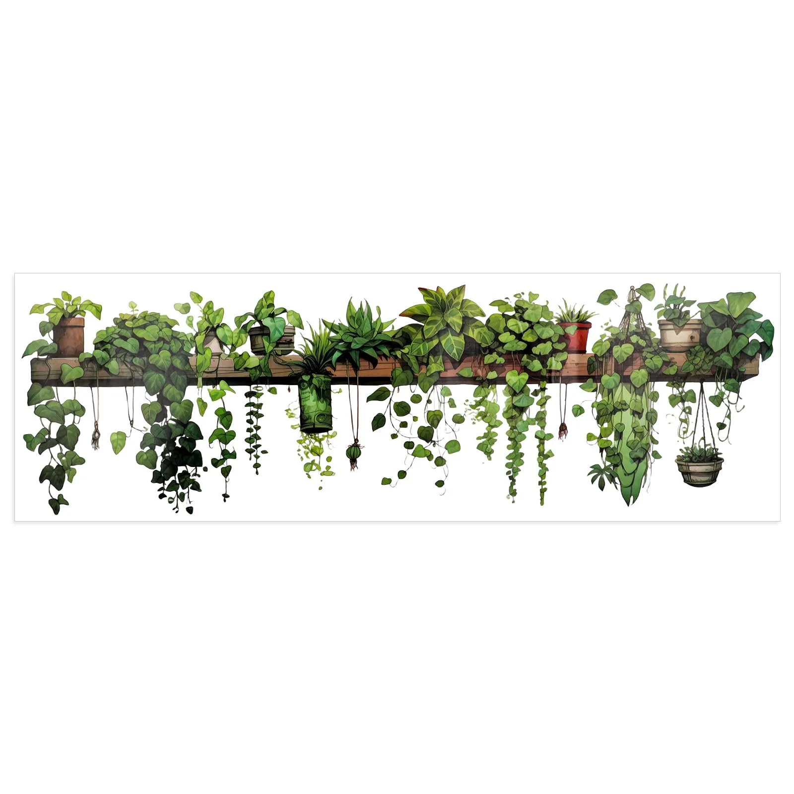 Наклейка на стіну Рослини Зелене листя Підвісна ліана Квітковий горщик, фото №4