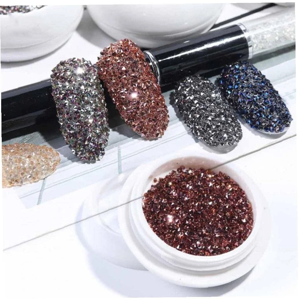 Стразы для ногтей Кристалл Циркон Блестки Мини-бусины для дизайна ногтей 1.2 мм Розовый, фото №1