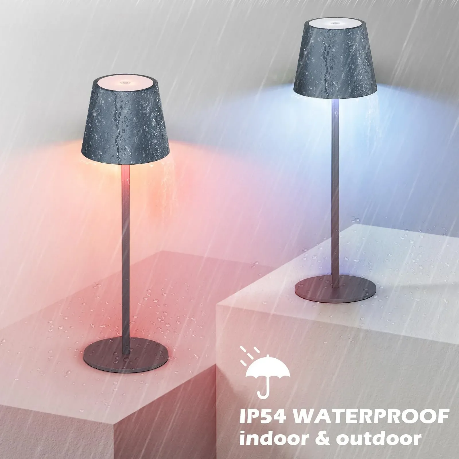 Настільна лампа Aipsun LED бездротова 5000 мАг Touch Dimmable RGB USB-C IP54 Anthracite 30 см, фото №8