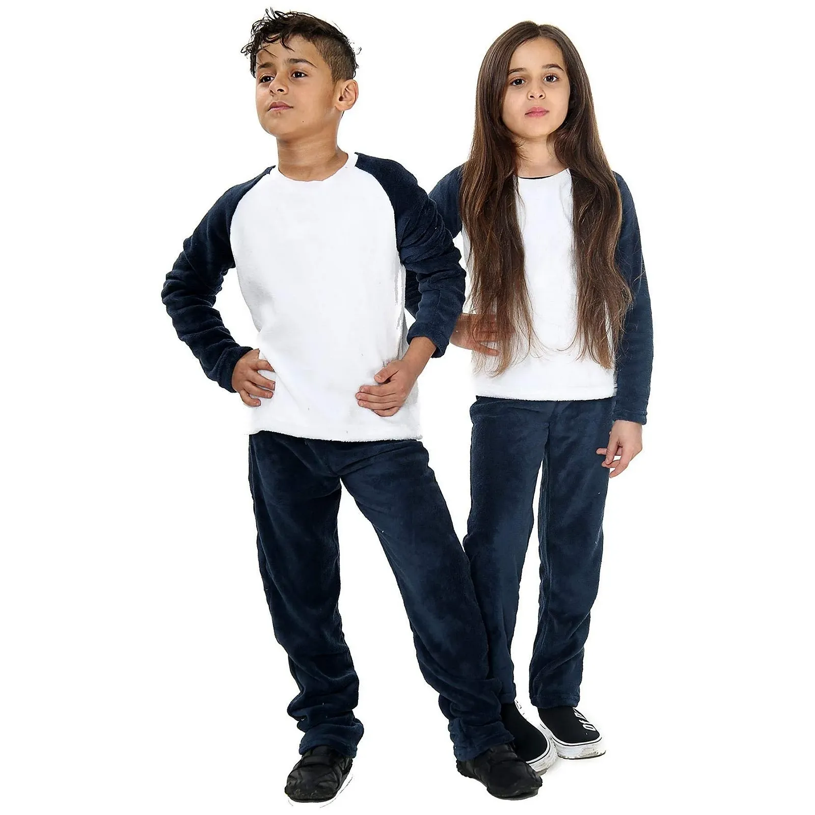 Піжама A2Z 4 Kids для дівчаток і хлопчиків, однотонна темно-синя, дуже м'яка, домашній одяг, фото №1