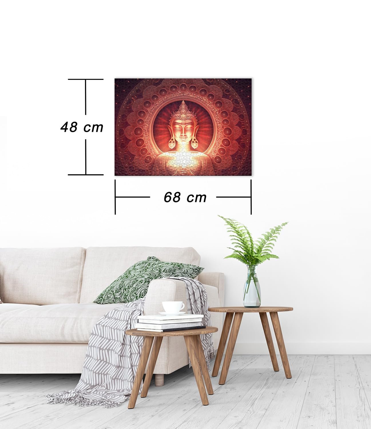 Пазл Ulmer Puzzleschmiede "Silent Enlightenment" 1000 элементов фигура Будды в центре мандалы красный с золотистым, фото №3