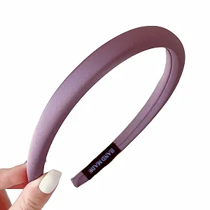 Обруч на голову атласна Однотонна Темно-фіолетова - Фото 1
