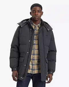 Чоловічий пуховик Levis - Rockridge Mid Puffer Jet Black - S synthetic.ua - Фото 1