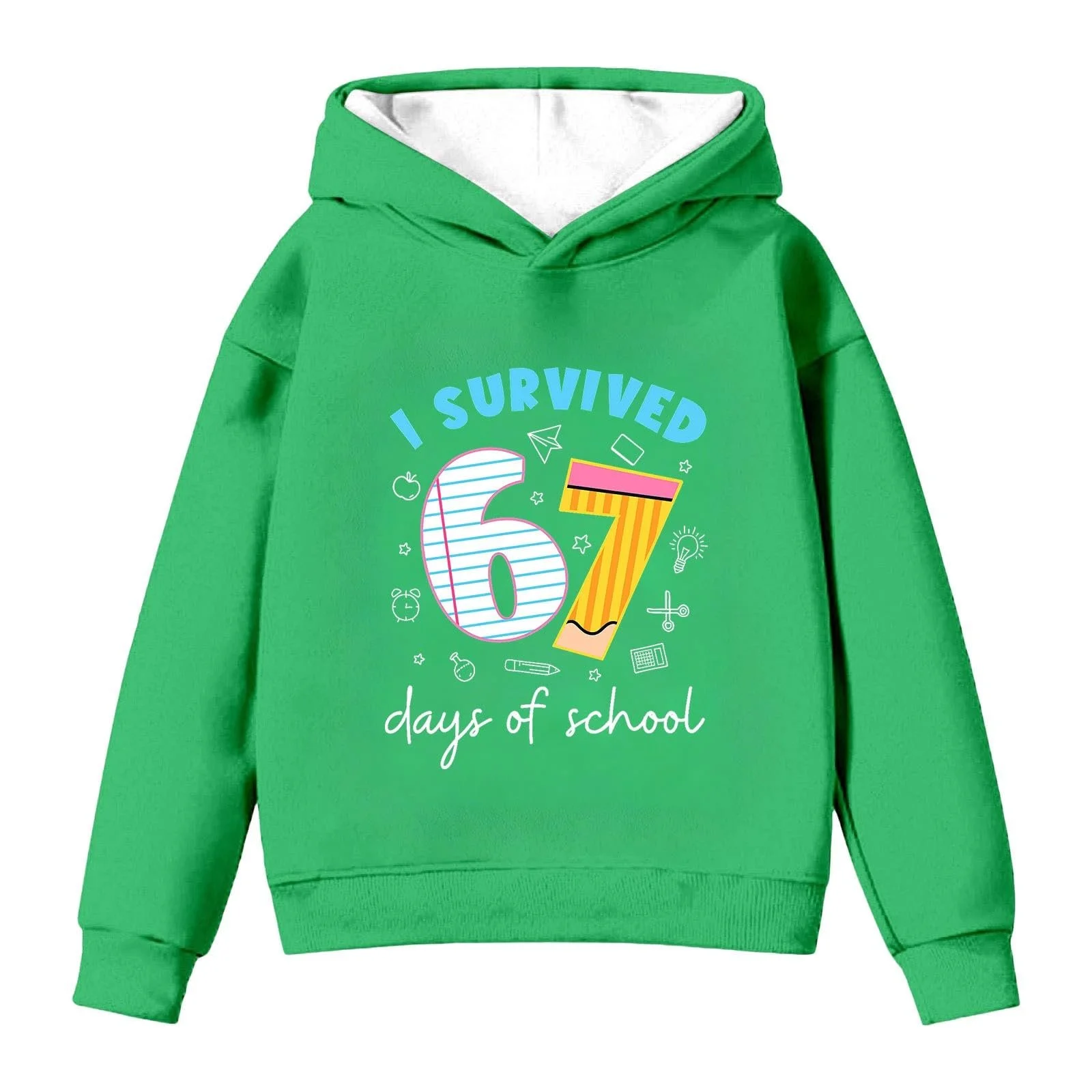 Толстовка з капюшоном для дітей 67, з принтом мема, святкова, з довгими рукавами, теплий одяг для вечірок, фото №6